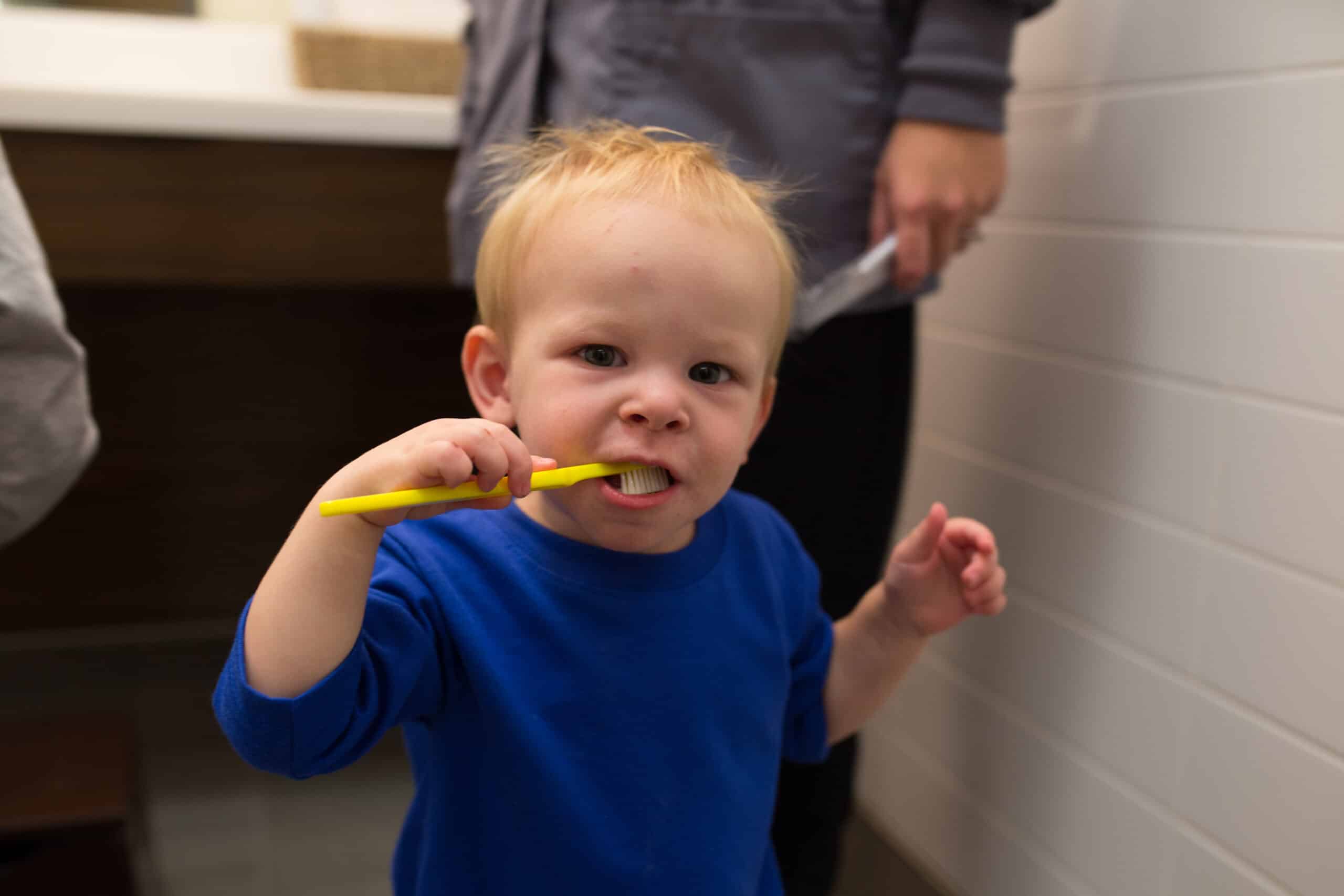 little boy with toothbrush